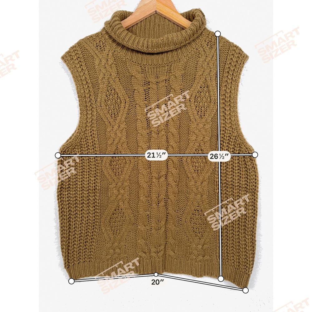 ANDTHEWHY Cable Knit SleevelessSweater Women S/M Brown Turtleneck - Picture 4 of 7